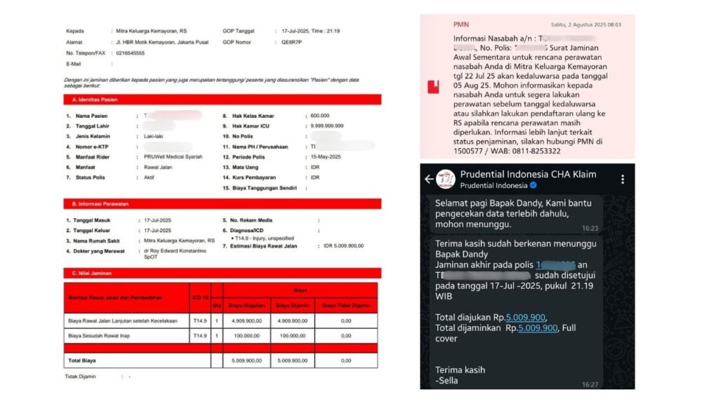 gambar bukti klaim asuransi prudential dengan case kecelakaan olahraga 2